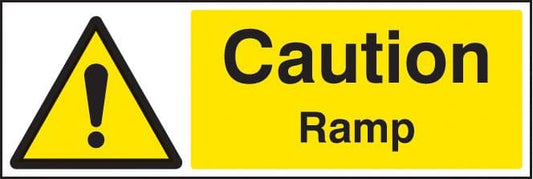 14257G Caution ramp Rigid Plastic (300x100mm) Safety Sign