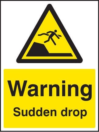 14280E Warning sudden drop Rigid Plastic (200x150mm) Safety Sign