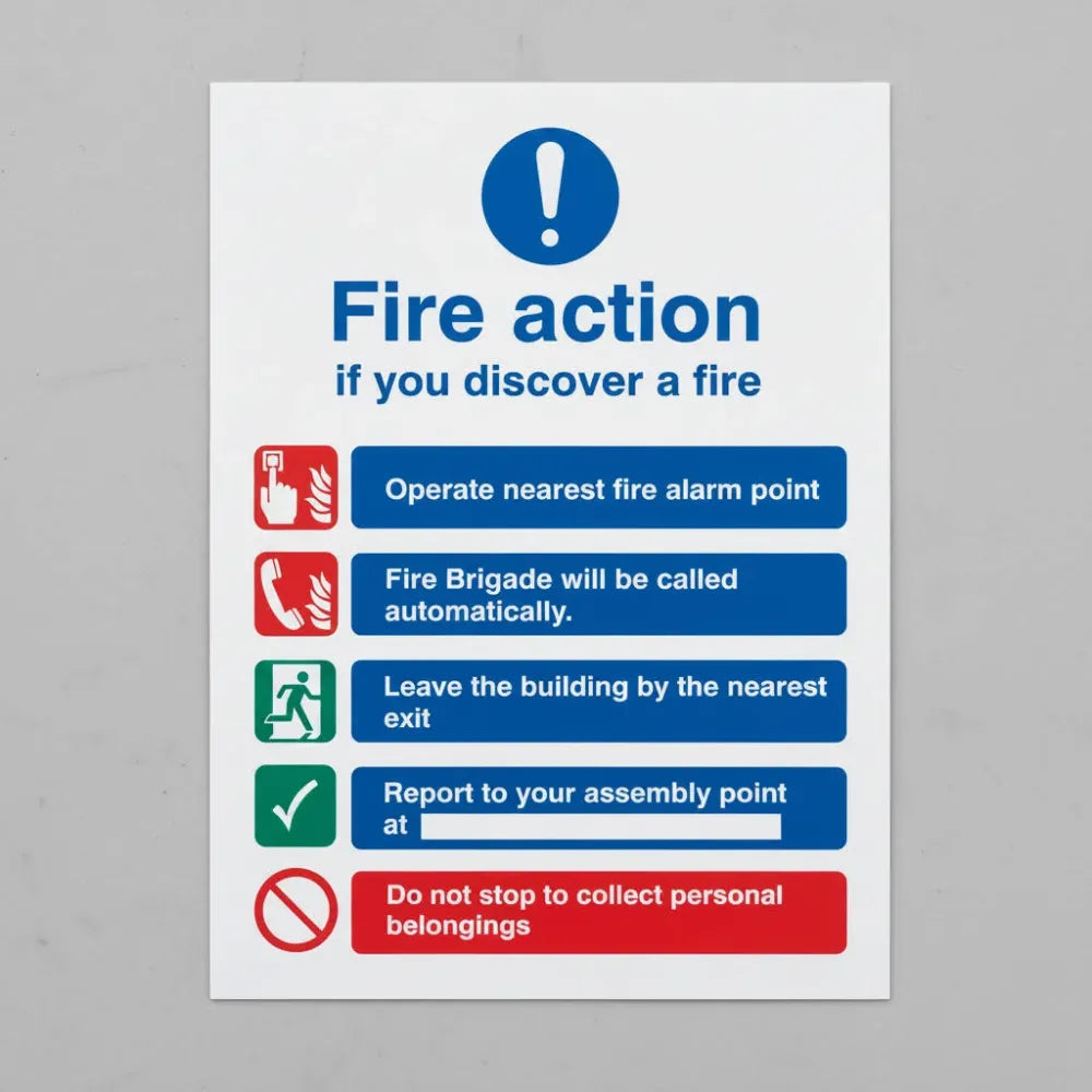 41429Y Fire action brigade dialled automatically without lift Photoluminescent S/A Vinyl (200x300mm) Safety Sign