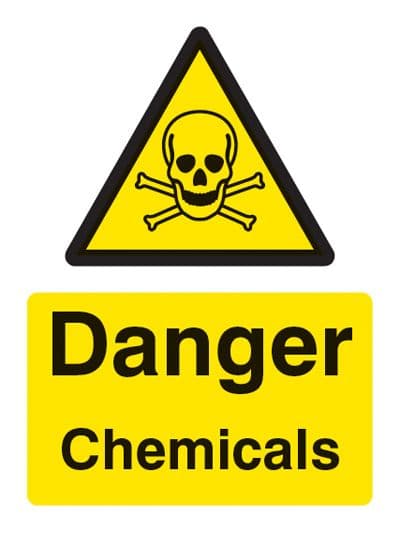 14408E Danger chemicals Rigid Plastic (200x150mm) Safety Sign