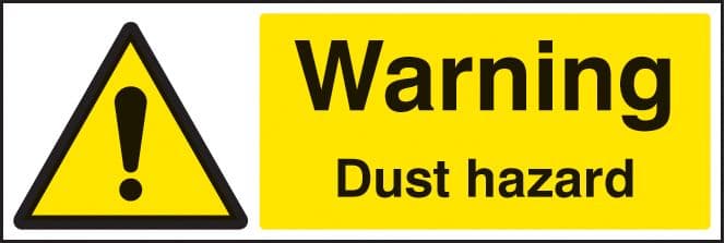 14448M Warning dust hazard Rigid Plastic (600x200mm) Safety Sign