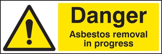 14449M Danger asbestos removal in progress Rigid Plastic (600x200mm) Safety Sign