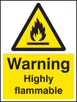 14490K Warning highly flammable Rigid Plastic (400x300mm) Safety Sign