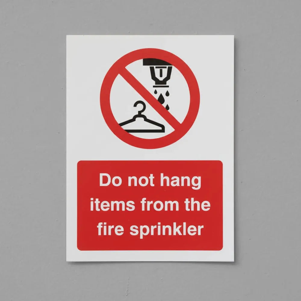 21451A Do not hang items from fire sprinkler Self Adhesive Vinyl (75x100mm) Safety Sign