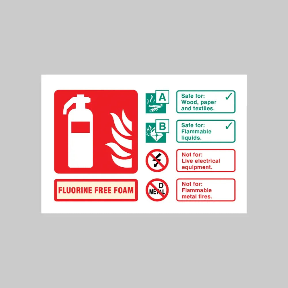 21469E Fluorine Free Foam extinguisher identification Self Adhesive Vinyl (200x150mm) Safety Sign