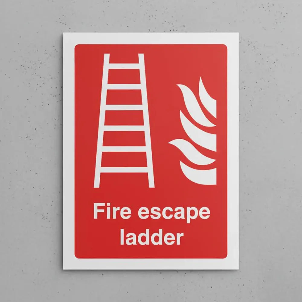 21470E Fire escape ladder Self Adhesive Vinyl (200x150mm) Safety Sign