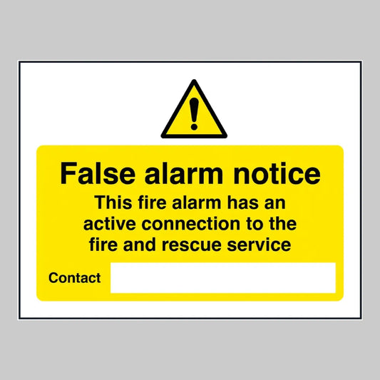 21471D False alarm notice Self Adhesive Vinyl (100x150mm) Safety Sign