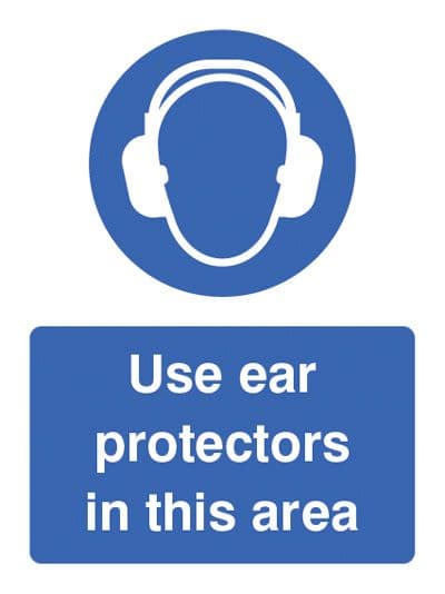 15010E Use ear protectors in this area Rigid Plastic (200x150mm) Safety Sign