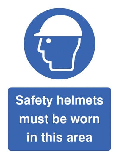 15016K Safety helmets must be worn in this area Rigid Plastic (400x300mm) Safety Sign