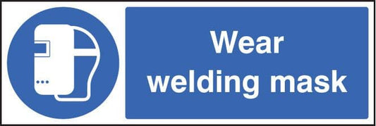 15021M Wear welding mask Rigid Plastic (600x200mm) Safety Sign