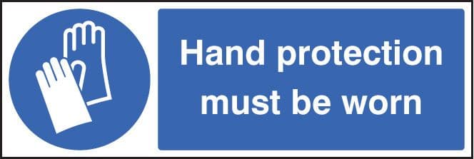 15203G Hand protection must be worn Rigid Plastic (300x100mm) Safety Sign