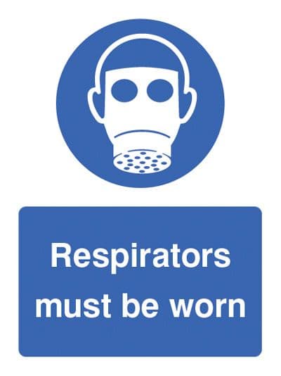 15205K Respirators must be worn Rigid Plastic (400x300mm) Safety Sign