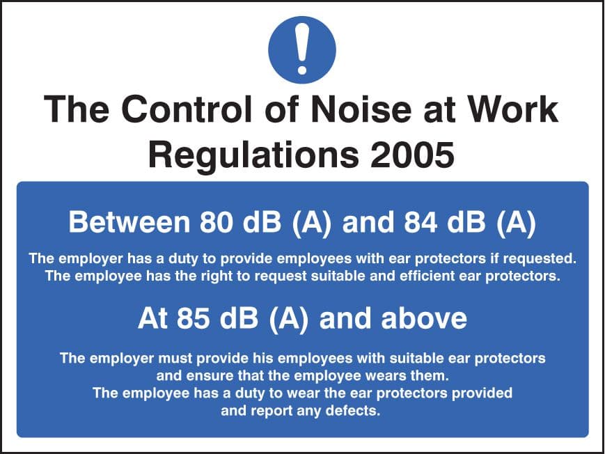 15219K Noise at work regulations Rigid Plastic (400x300mm) Safety Sign
