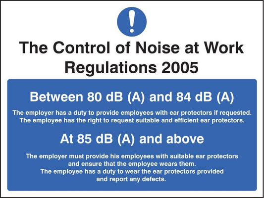 15219K Noise at work regulations Rigid Plastic (400x300mm) Safety Sign