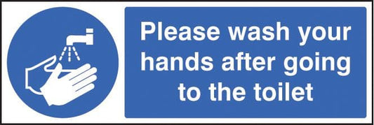 15424G Please wash your hands after going to toilet Rigid Plastic (300x100mm) Safety Sign