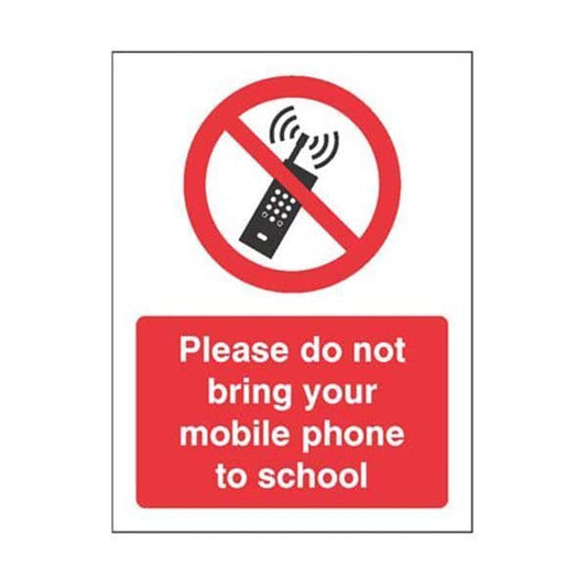 15471K Please do not bring your mobile phone to school sign - Rigid Plastic (400x300mm)