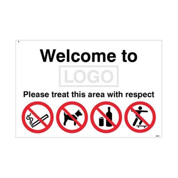 15476K Welcome to(add school name/logo) Please treat this area with respect sign- Rigid (400x300mm)