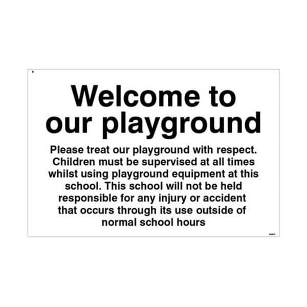 15478K Welcome to our playground notice sign - Rigid Plastic (400x300mm)