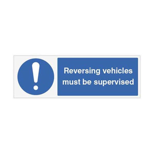 15486M Reversing vehicles must be supervised sign - Rigid Plastic (600x200mm)