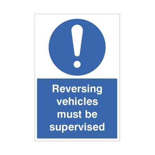 15486P Reversing vehicles must be supervised sign - Rigid Plastic (600x400mm)