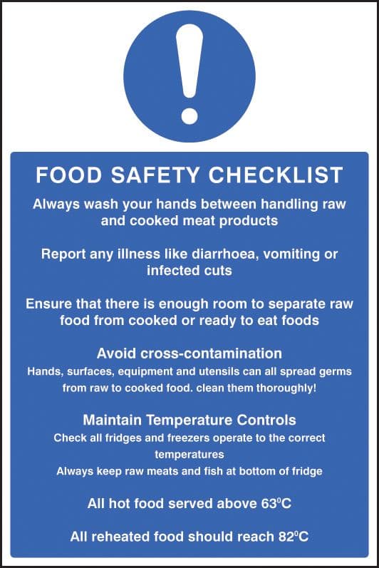 15614P Food safety checklist Rigid Plastic (600x400mm) Safety Sign