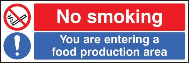 15619G No smoking you are entering a food production area Rigid Plastic (300x100mm) Safety Sign