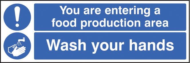 15620G You are entering food production area wash your hands Rigid Plastic (300x100mm) Safety Sign