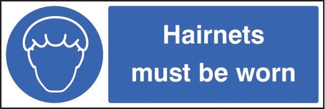15627G Hairnets must be worn Rigid Plastic (300x100mm) Safety Sign