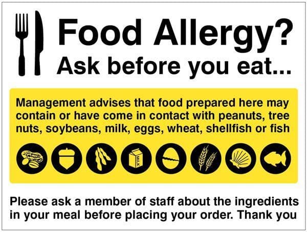 15632K Food Allergy Notice Safety Sign