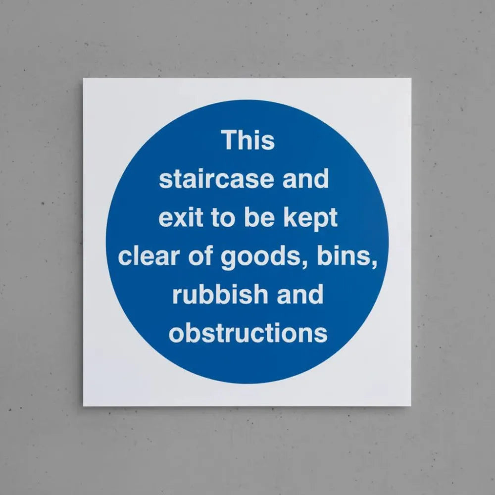 Staircase & exit to kept clear of goods etc