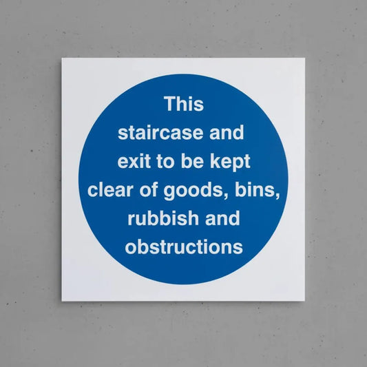 Staircase & exit to kept clear of goods etc