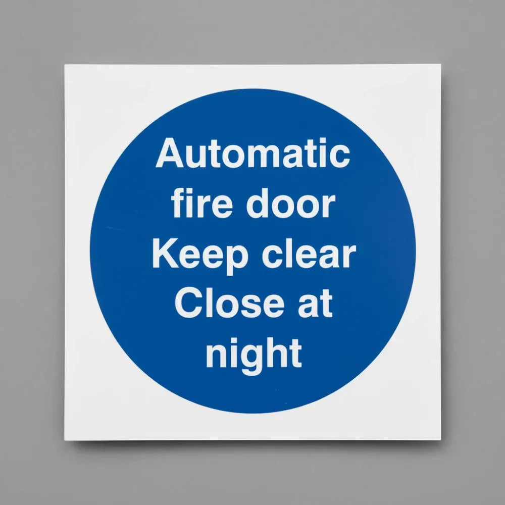Automatic fire door keep clear close at night