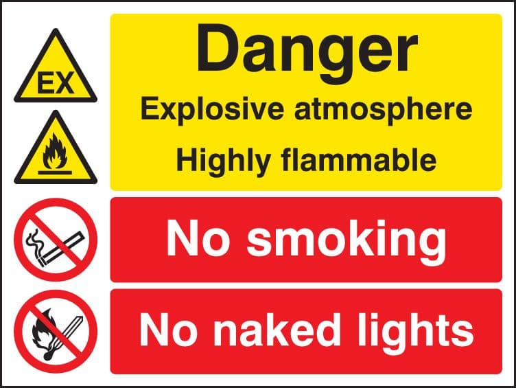 16233Q Explosive atmosphere highly flammable no smoking/naked lights Rigid Plastic (600x450mm)