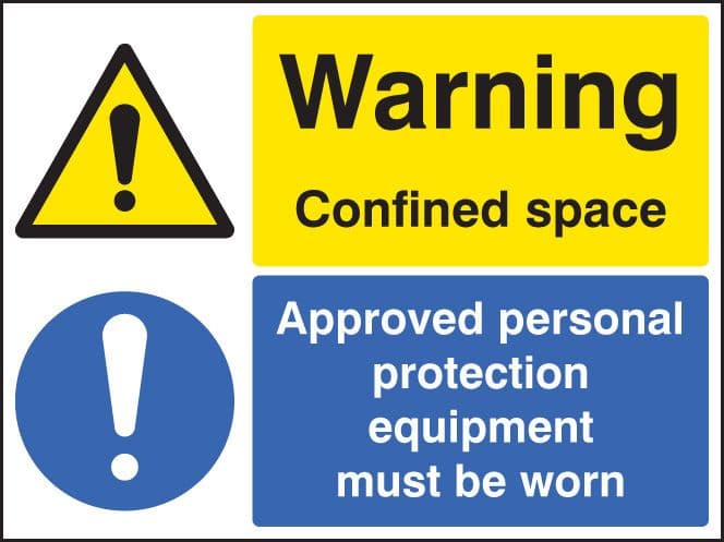 16260H Warning confined space approved PPE must be worn Rigid Plastic (300x250mm) Safety Sign