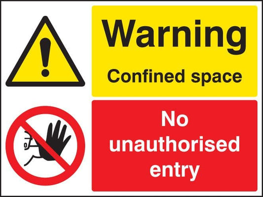 16265K Warning confined space no unauthorised entry Rigid Plastic (400x300mm) Safety Sign