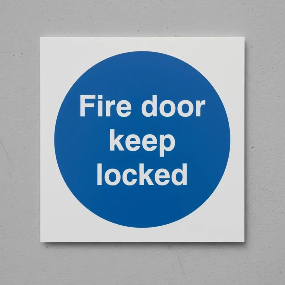 71635B Fire door keep locked Ultra Durable 2mm PET (80x80mm) Safety Sign