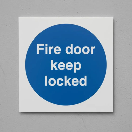 71635B Fire door keep locked Ultra Durable 2mm PET (80x80mm) Safety Sign