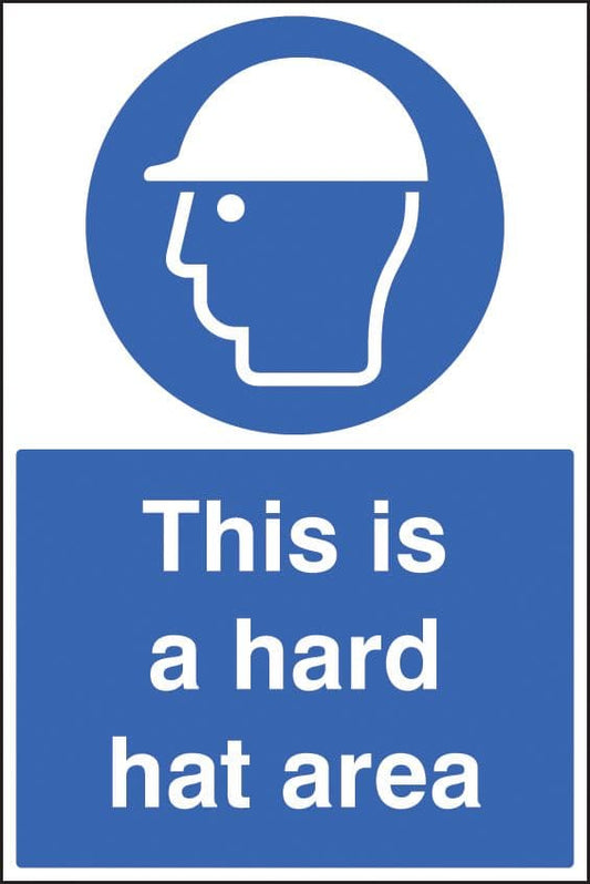 16402M This is a hard hat area Rigid Plastic (600x200mm) Safety Sign