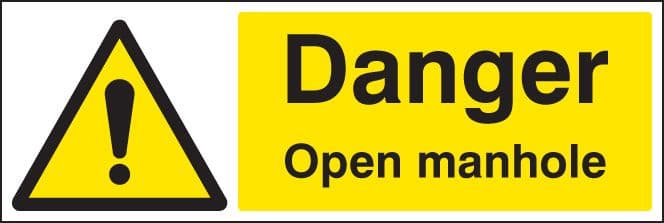 16454G Danger open manhole Rigid Plastic (300x100mm) Safety Sign