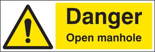 16454G Danger open manhole Rigid Plastic (300x100mm) Safety Sign