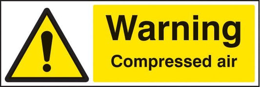 16502M Warning compressed air Rigid Plastic (600x200mm) Safety Sign