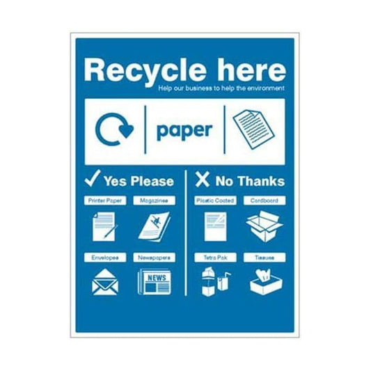 16673H Paper - WRAP Recycle here sign sign - Rigid Plastic (300x250mm)