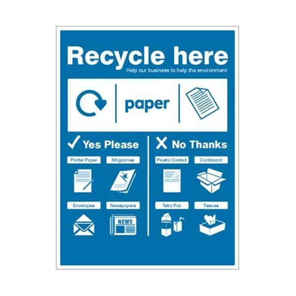 16673Q Paper - WRAP Recycle here sign sign - Rigid Plastic (600x450mm)