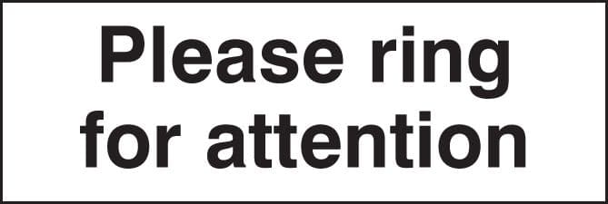 17013L Please ring for attention Rigid Plastic (450x150mm) Safety Sign