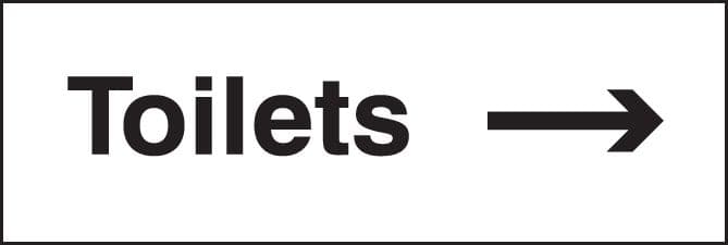 17053G Toilets arrow right Rigid Plastic (300x100mm) Safety Sign