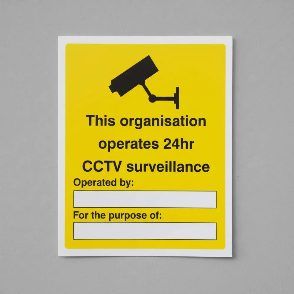 11710Y This organisation operates 24hr CCTV surveillance Rigid Plastic (200x300mm) Safety Sign