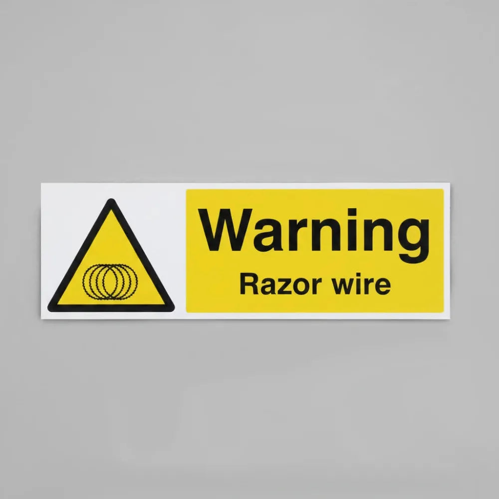 71715M Warning razor wire Ultra Durable 2mm PET (600x200mm) Safety Sign
