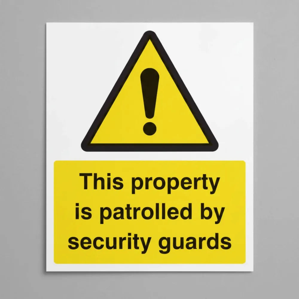 11730Y This property is patrolled by security guards Rigid Plastic (200x300mm) Safety Sign