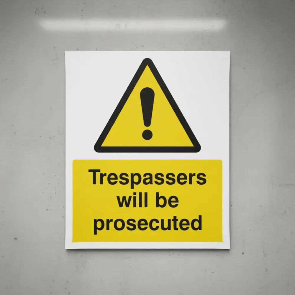 11731Y Trespassers will be prosecuted Rigid Plastic (200x300mm) Safety Sign