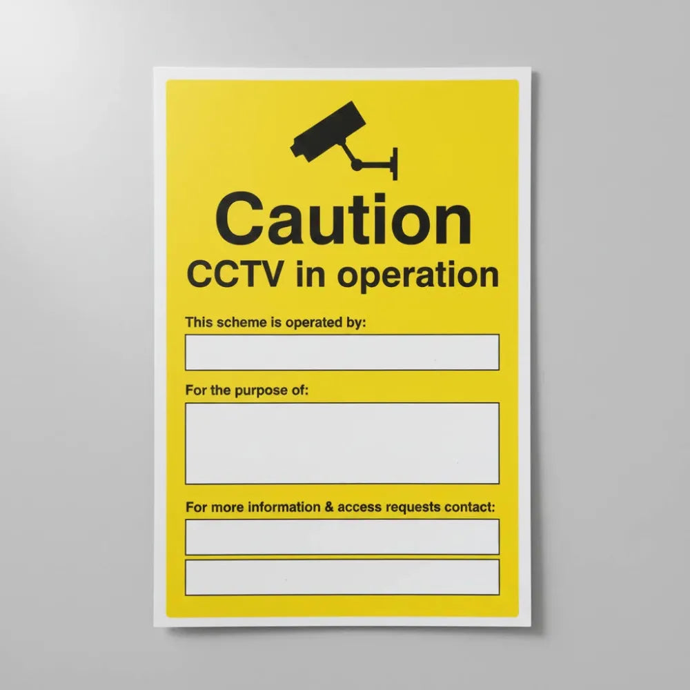 81747Y Caution CCTV in operation - with space for including scheme details Quick-Fix Rigid PVC with SAV Backing (200x300mm) Safety Sign